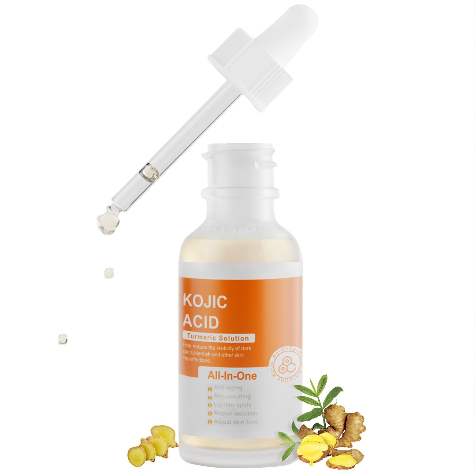 Kojic Acid Turmeric Serum For Dark Spot, 30 ML/ 1 PCS Moisturizing Kojic Acid Serum For Face, Natural Turmeric Face Serum For Fi