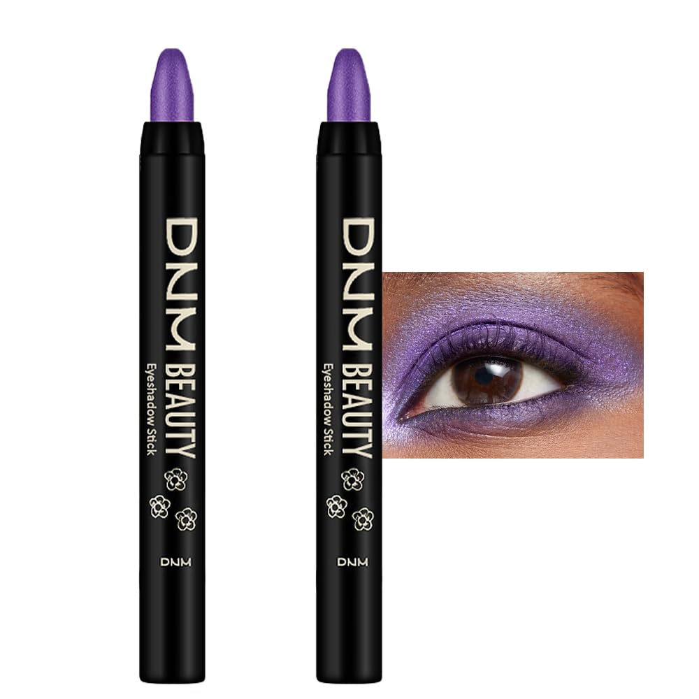 Kaely 2Pcs Cream Eyeshadow Sticks Set For Eyes Waterproof,Purple Shimmer Eye Shadow Stick Pencil Pen Bulk Sombras En Crema Para