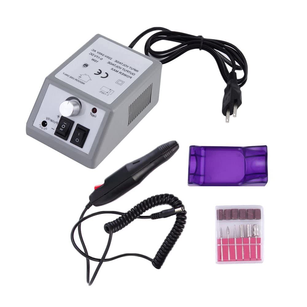 Pinkiou Professional Electric Nail Drill Manicure Filer Kit Nail Polish Machine Set with 6 Acrylic Gel Remover and 7Pcs Nail Dri