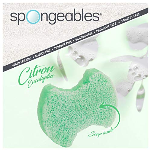 Spongables Pedi Scrub Foot Exfoliating 20+ Wash Sponge, Citron Eucalyptus, 6 Count