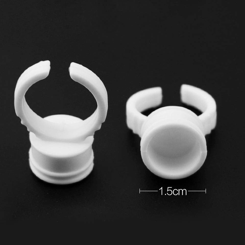 100Pcs Disposable Plastic Nail Art Tattoo Glue Pallet Holder Eyelash Extension Rings Adhesive Pigment Holders Ink Cup Rings Make