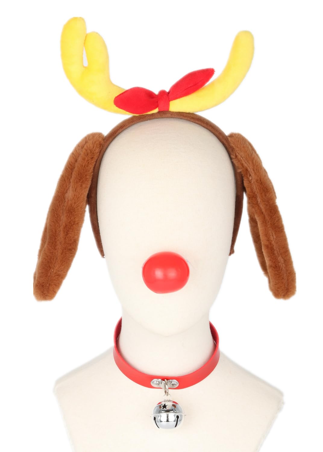 Topcosplay Unisex Christmas Decorations Dog Costume Deer Antler Headband Ears Collar And Red Nose