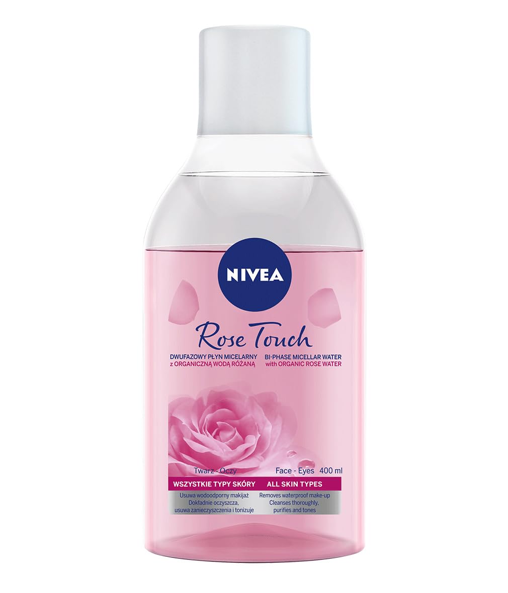 NIVEA MicellAIR Rose Touch DualPhase Micellar Cleansing Water 400 ml  Refreshing Facial Cleanser and Makeup Removal Solution w