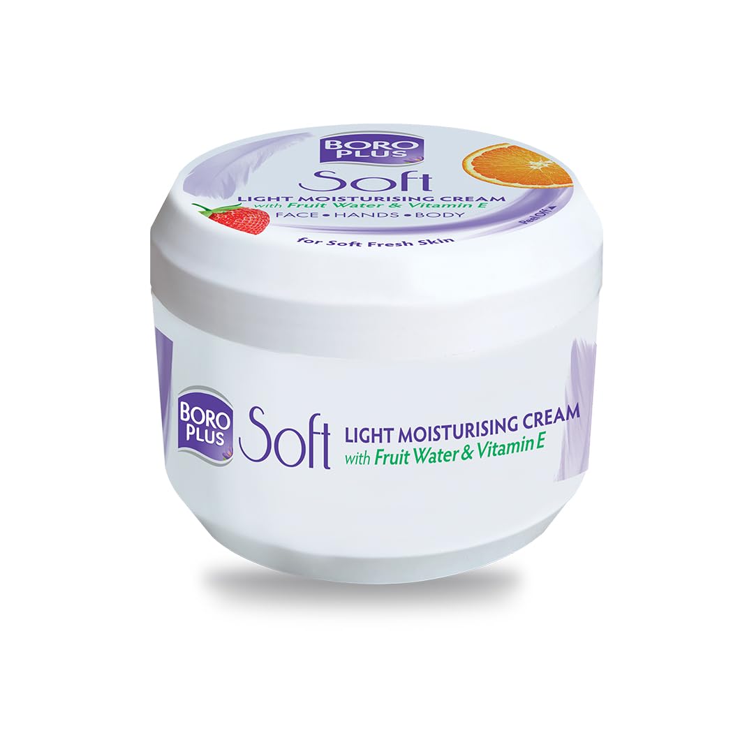 BOROPLUS Light Moisturizing Cream with Vitamin E | Lightweight Moisturizer for Face, Hands & Body | Soothes, Nourishes & Softens