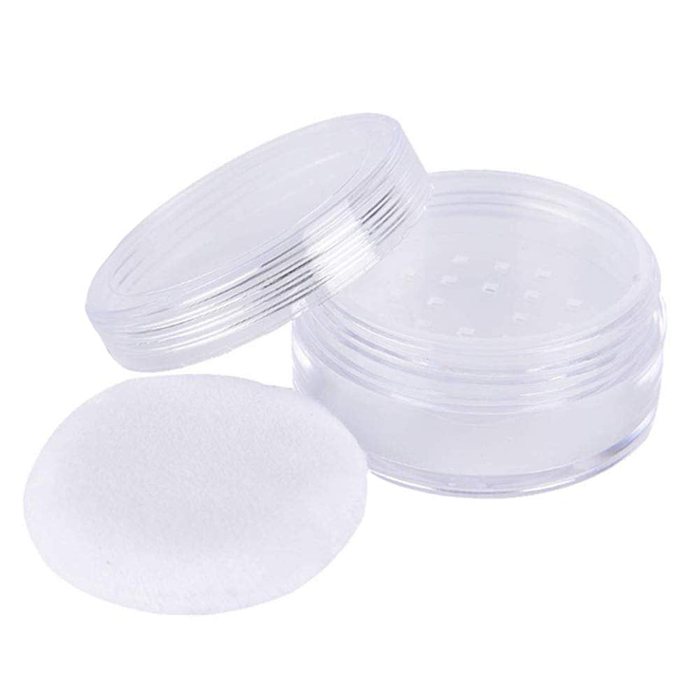 2 Pcs 50g Empty Loose Powder Case Transparent Face Powder Box Refillable Makeup Cosmetic Powder Container with Powder Puff, Sift
