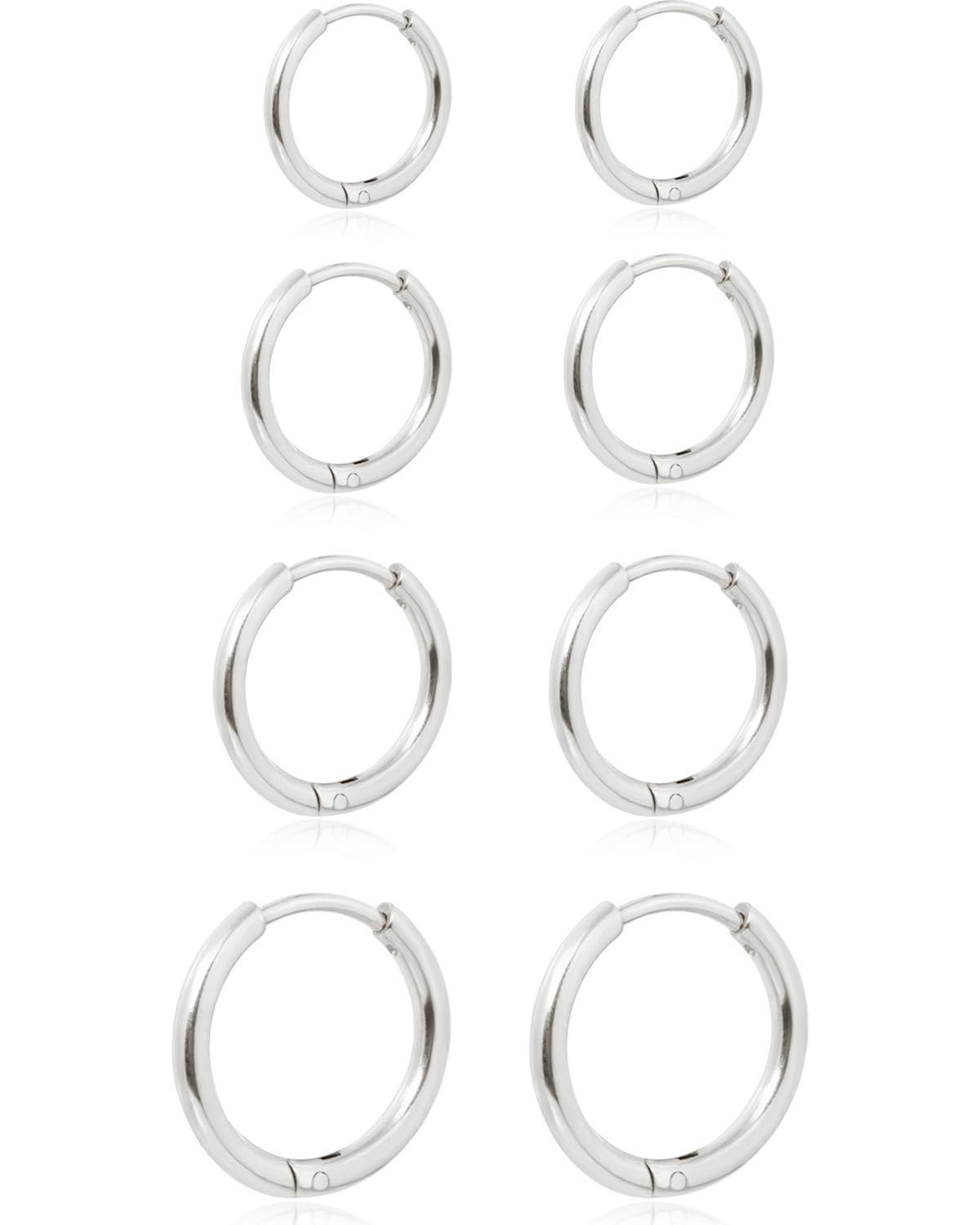 Dainty 6 Pairs Earrings Sets for Multiple Piercing, Lightweight 316L surgical steel Small Huggie Hoop Earrings for Cartilage, He