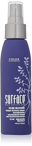 Surface Hair Pure Blonde Violet Leave-In Toning Spray, Tone Enhancer and Treatment, Eliminates Brassy Yellow Tones - Ligtens Blo