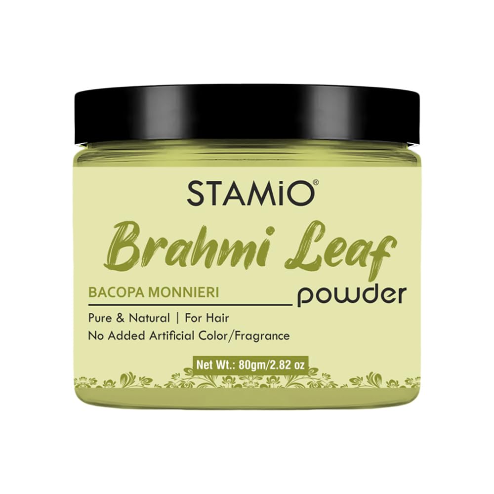 Stamio Brahmi Powder 80 Gm For Hair Pack, Scalp Care, Cleanser, Mask | Sun Dried Bacopa Monnieri Leaves/Leaf | Suitable For All 