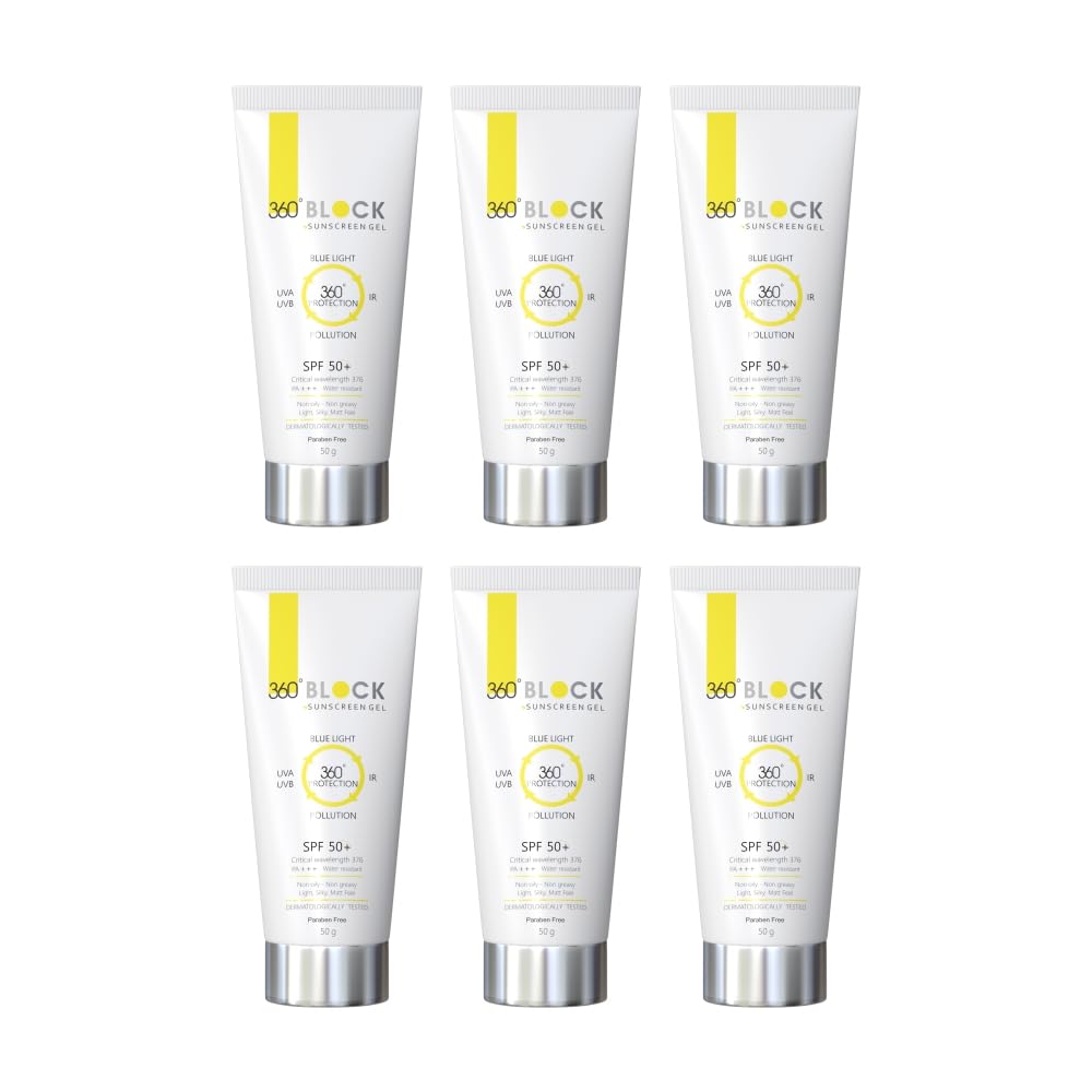 360 Block Sunscreen Gel SPF 50+ : 50 GM : Pack of 6