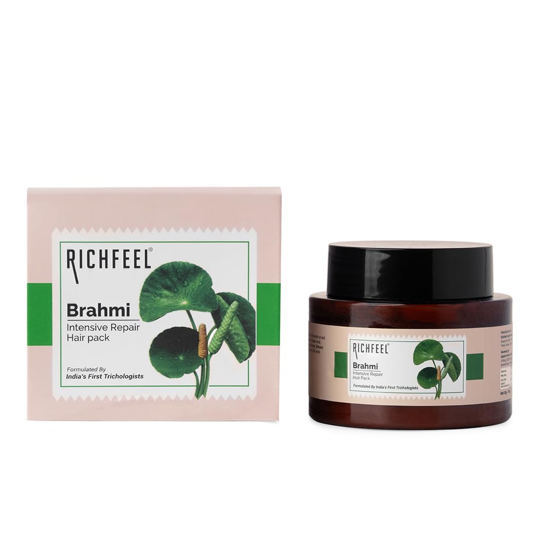 Richfeel Brahmi Intensive Repair Hair Pack | Controls Hair Fall Treats Damage, Split Ends And Breakage | Deep Conditioning | Tri
