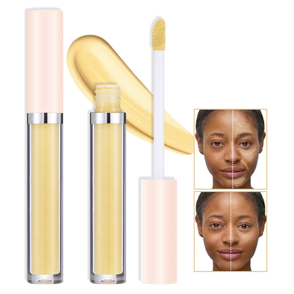Kaely 2Pcs Color Correcting Yellow Concealer Stick,Face Foundation Contour Makeup Pen Pencil,Eye Brightener Waterproof,Corrector