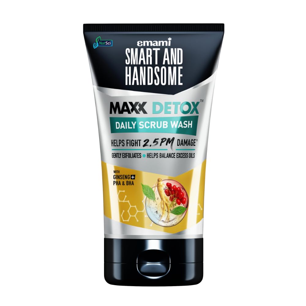 Smart And Handsome Maxx Detox Daily Scrub Wash | Fights 2.5 Pm Damage | Gently Exfoliates | Balance Excess Oil | With Ginseng To