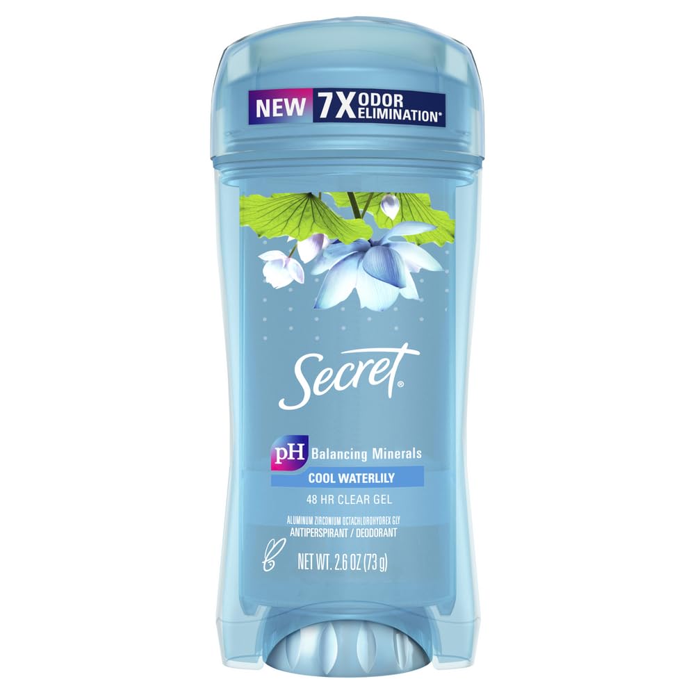Secret Fresh Antiperspirant And Deodorant Clear Gel, Cool Waterlily, 2.6 Ounce