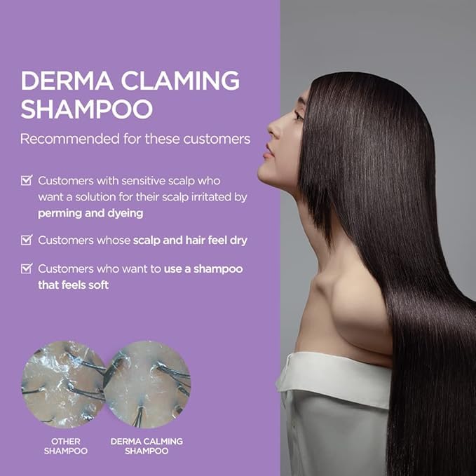 Ayunche Derma Calming Shampoo 7.1Oz [For Dry & Sensitive Scalp] | Gentle Hydrating Scalp Care | Strengthen Scalp Barrier | Vegan