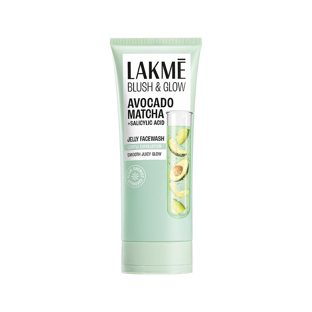 Lakme Blush & Glow, Gentle Jelly Face Wash, 100 G, For Fresh Visible Glow, With Avocado Matcha & Salicylic Acid, Unclogs Pores E