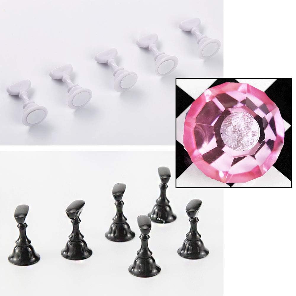 Kalolary 1 Set Nail Art Holder Practice Stand For Nail Art Display, Magnetic Nail Stand Tips Holders Crystal Holder Chessboard F