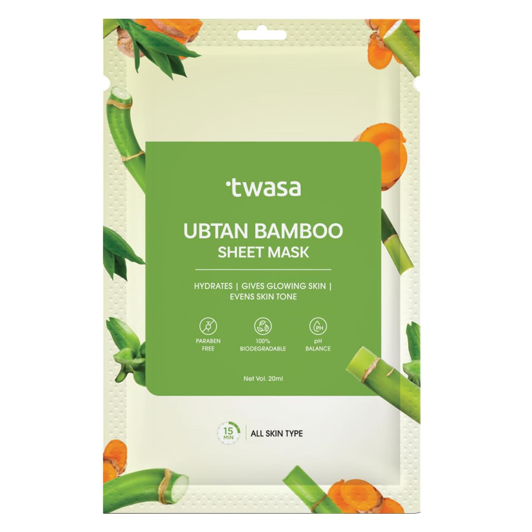 Twasa Ubtan Bamboo Face Sheeet Mask For Fairness, Hydrating, Tanning & Glowing Skin With Bamboo, Turmeric & Saffron Extract | Ta