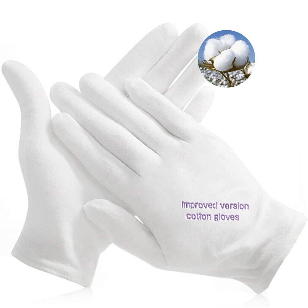 YITIAOYU 24pcs Soft Cotton Gloves for Dry Hands Cotton Sleep Gloves Overnight Eczema Moisturizing Lotion Treatment Reusebale Wor
