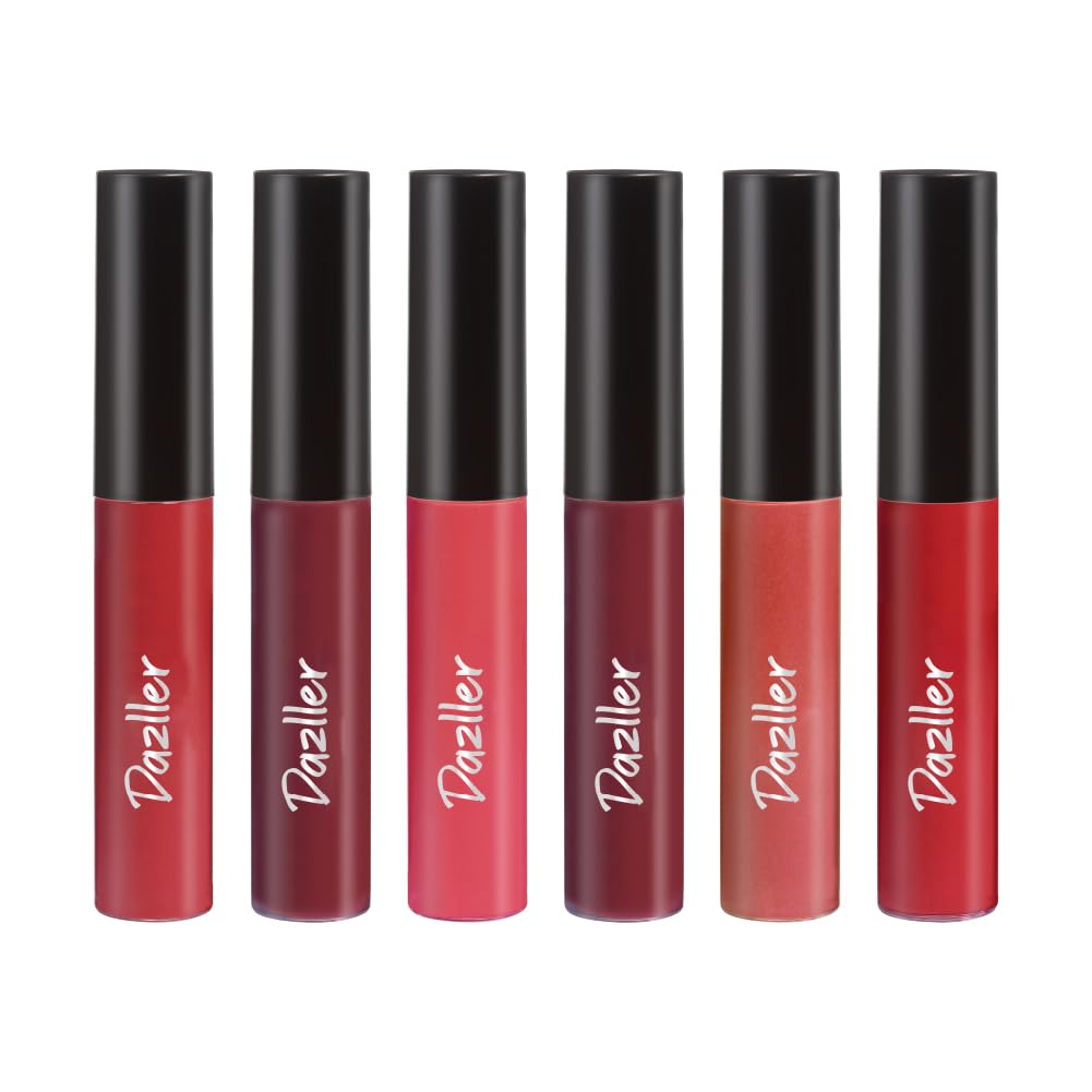 Dazller Lip Colour Lipstick Combo Pack Of 6|Vibrant Matte Liquid Lipstick For Women|Long Stay|SmudgeProof|NonTransfer|Red Masa