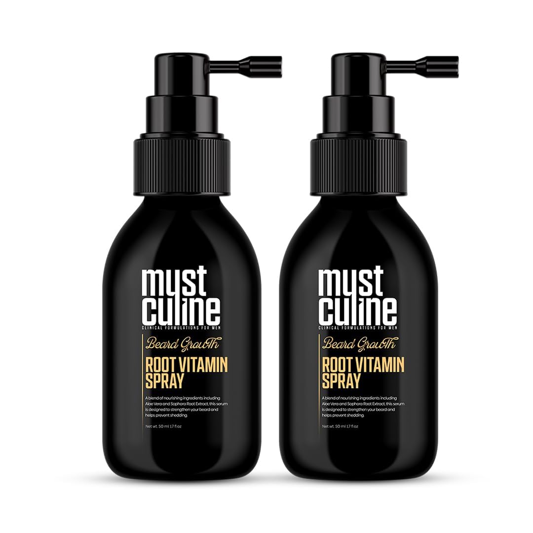 Mustculine Masculine Beard Growth Vitamin Spray for Fuller, Stronger, Longer, and Bushier Beards (2 Pack)