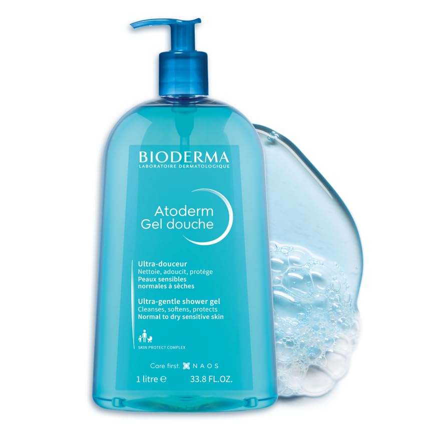 Bioderma - Atoderm - Shower Gel - Moisturizing Body And Face Wash - For Family With Normal To Dry Sensitive Skin, 33.81 Fl Oz (P