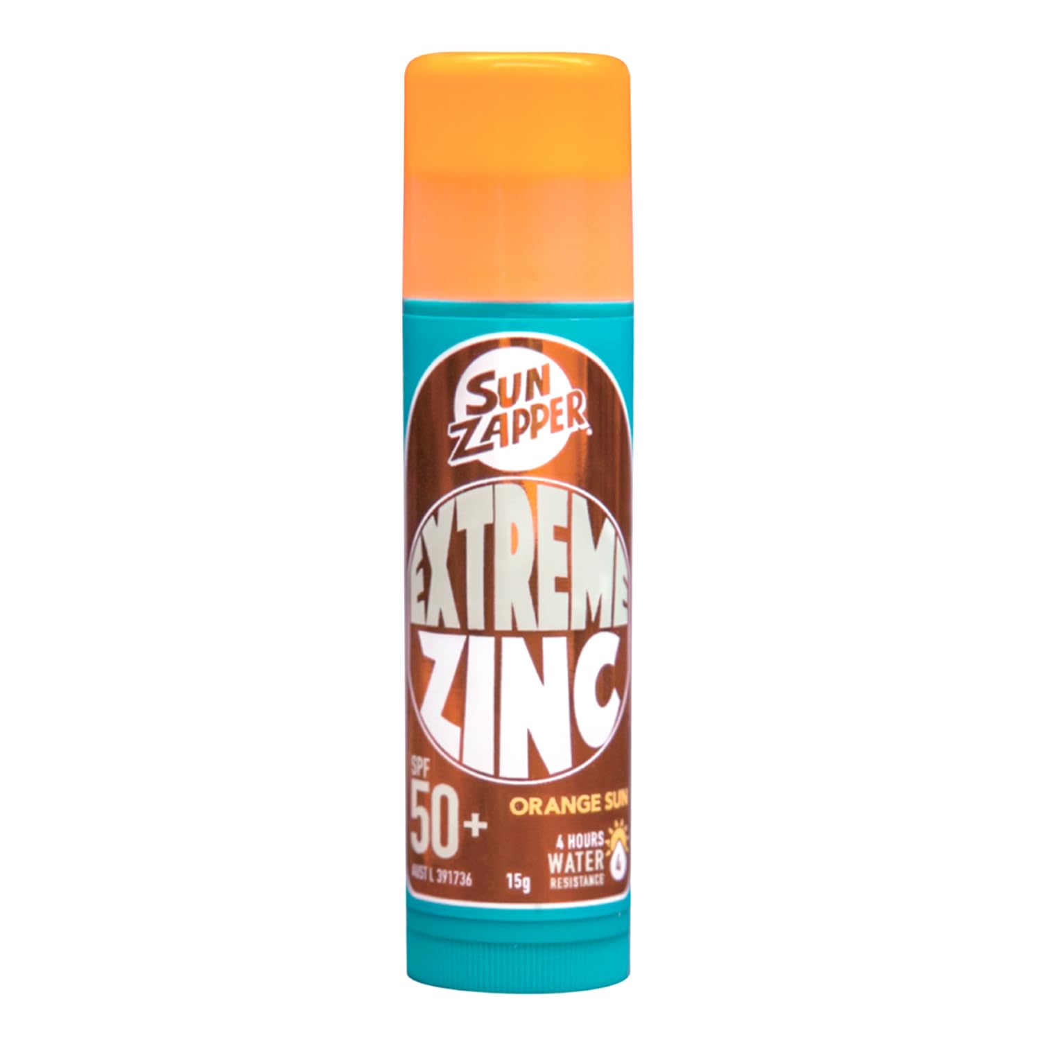 Sun Zapper (Orange) Extreme Zinc Stick - Orange Mineral Sunscreen Stick Spf50+ Uva/Uvb+ Unbeatable Sun Protection Sunblock, Made