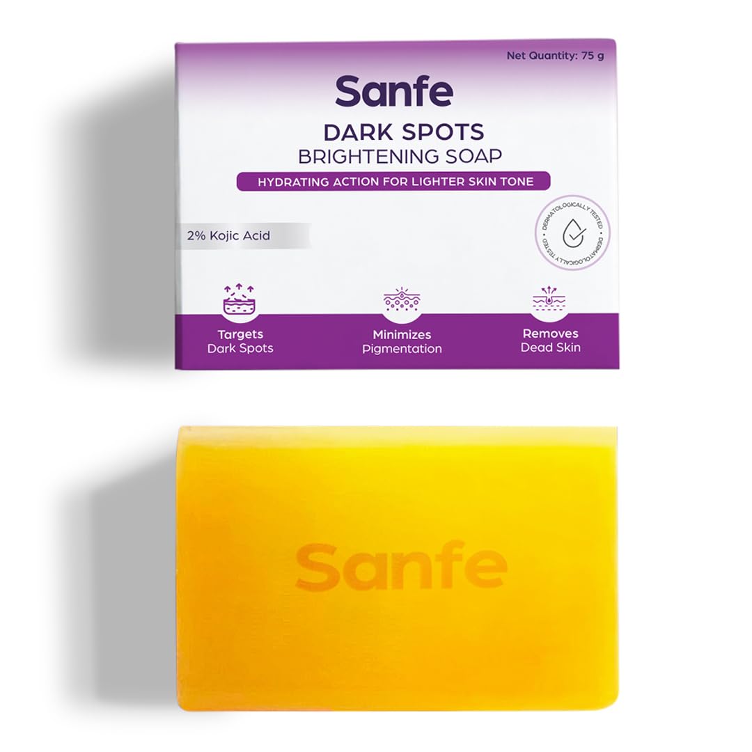 Sanfe Dark Spots Brightening Skin Lightening Soap | 2% Kojic Acid, Hydrating & Vitamin C | Anti Aging & Sun Protection | Skin Wh