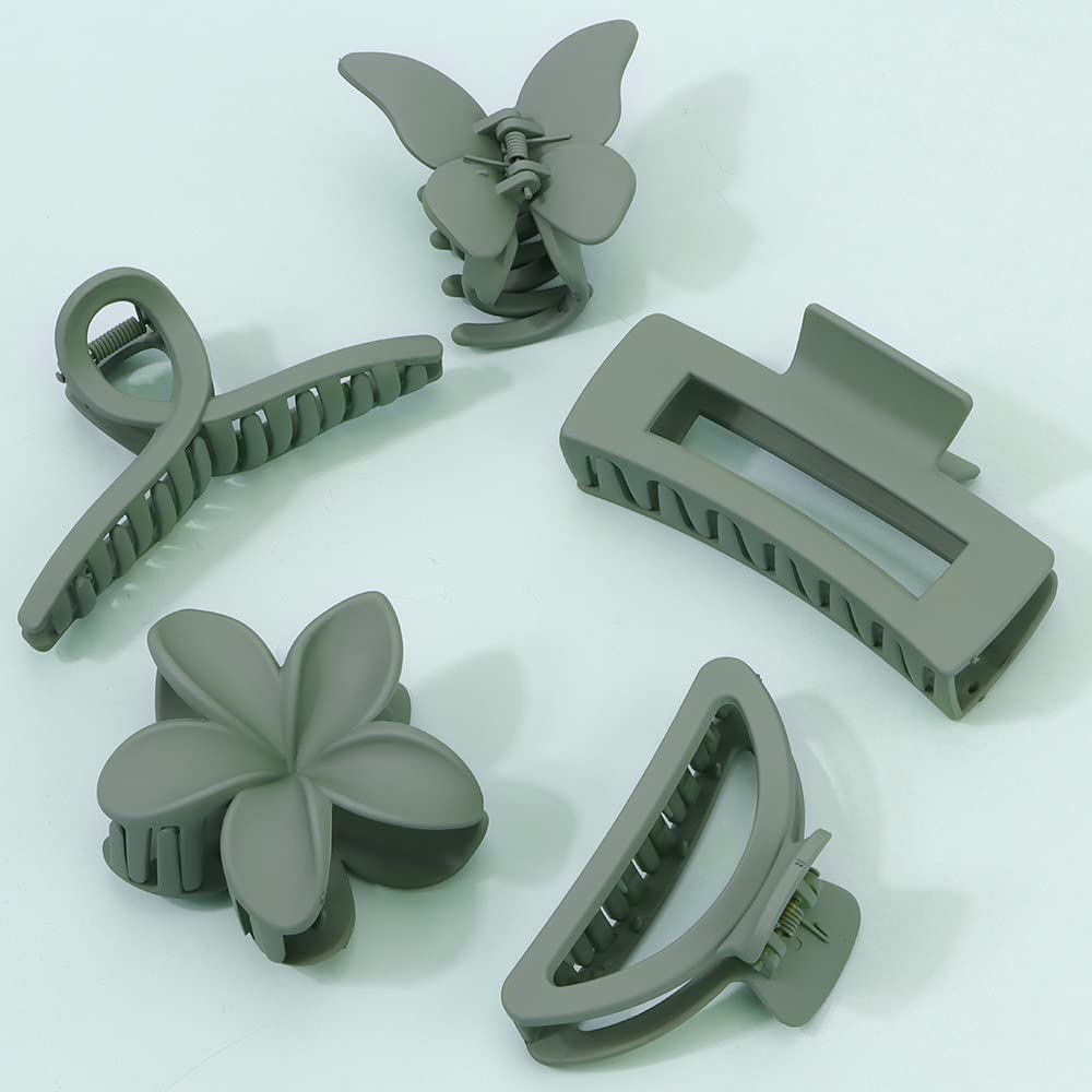 Ahoney 5 Pack Large Claw Hair Clips: Thick Hair Butterfly Flower Banana Clamps, Strong Hold Non-Slip Hair Accessories for Women 