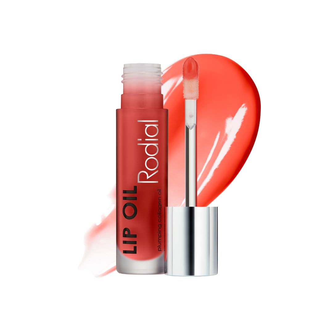 Rodial Plumping Collagen Lip Oil Sugar Coral 0.13fl.oz, Vegan Collagen-Infused Lip Oil with Macadamia and Jojoba Oil, Deep Hydra