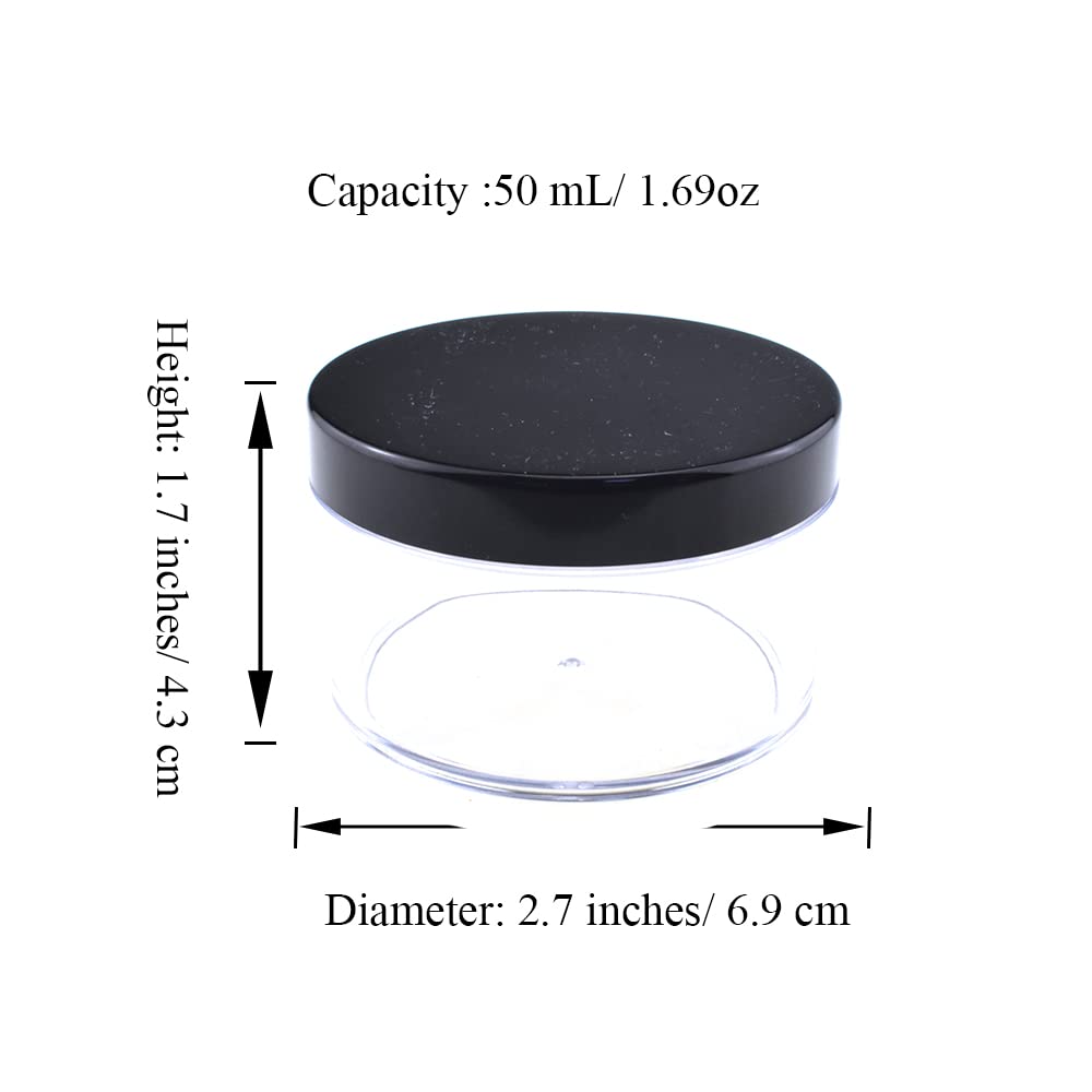 Hahiyo 2Pcs 50Ml/1.69Oz Plastic Empty Travel Powder Container Large Loose Powder Compact Case Makeup Cosmetic Jar Refillable Pow