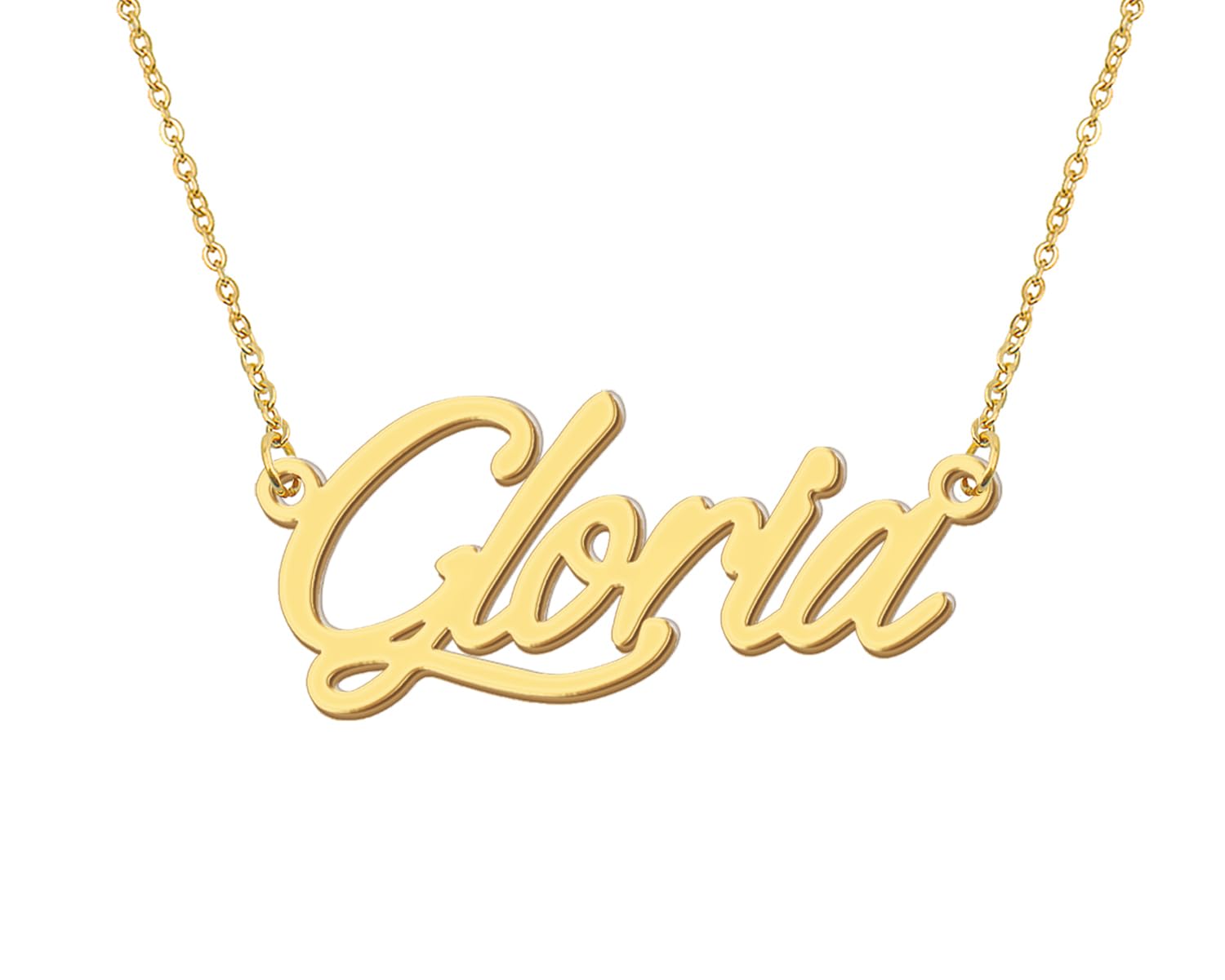 Aoloshow 18k Gold Plated Necklace with Gloria Name Womens Letter Nameplate Necklaces Stainless Steel Jewelry for Valentine's Day