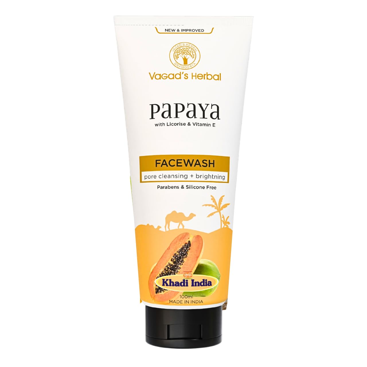 VagadS Papaya Face Wash For Bright & Clear Skin | Gentle Exfoliating Facial Cleanser With Licorice & Vitamin E | Removes Dirt, 