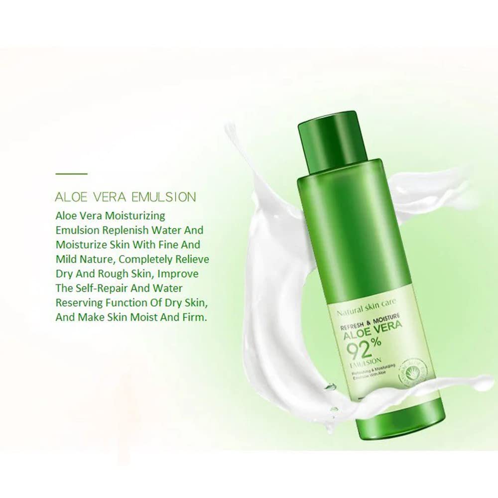 BIOAQUA Natural Skincare Refreshing Moisturizing Aloe Vera Emulsion 92% Light Lotion Smooth Improve Dry Skin 120ml 4.23oz