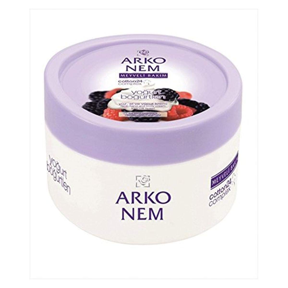 Arko Nem Yoghurt And Blackberry Cream Face Hand And Body Cream, 300 Gram