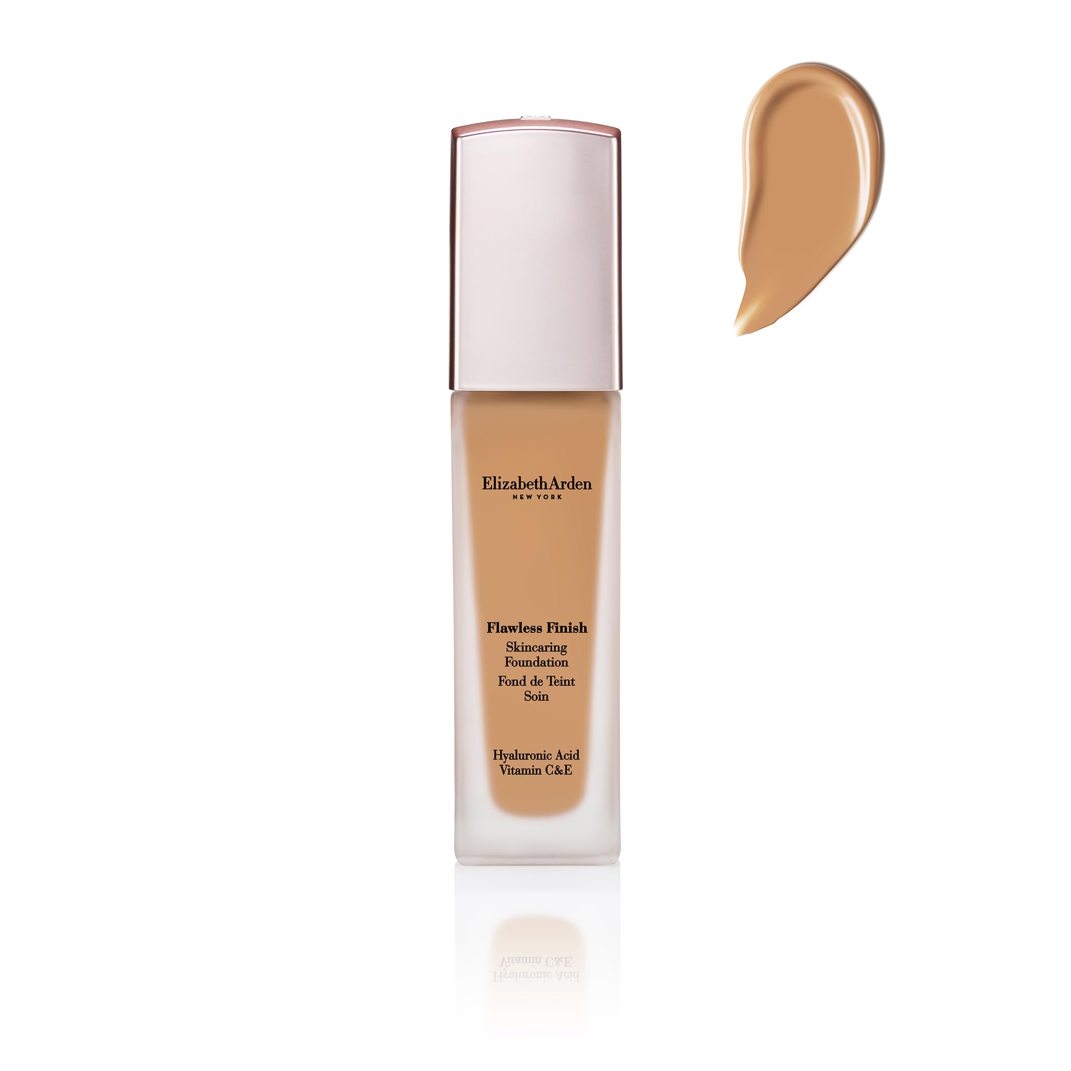 Elizabeth Arden Flawless Finish Liquid Foundation with Hyaluronic Acid, Vitamin C & E, Buildable Coverage, 440W (Tan skin with w
