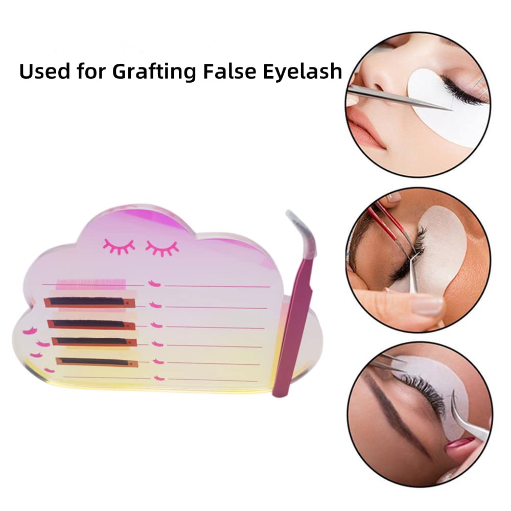 Grafting False Eyelash Acrylic Extension Pallet, Eyelash Extension Tweezers Plate Pad Makeup Palette Individual Training Tools D
