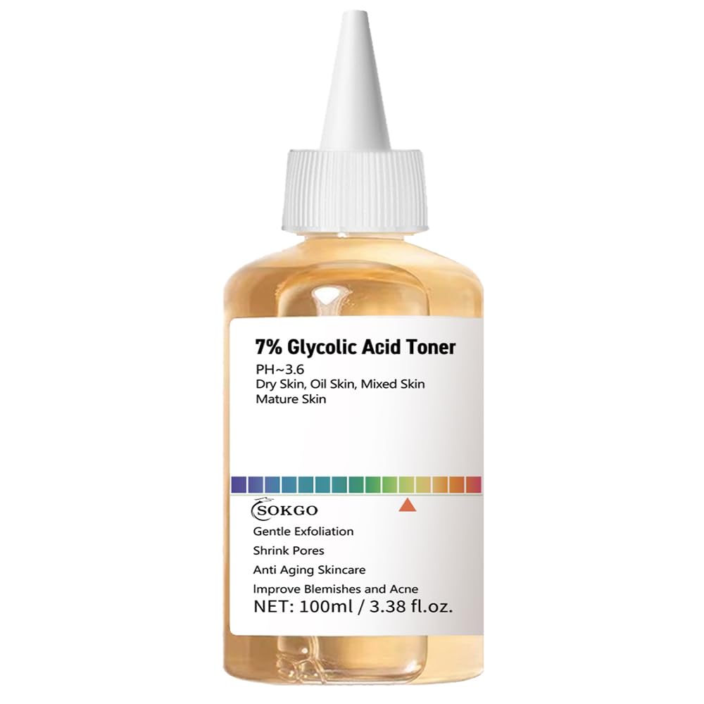 7% Glycolic Acid Exfoliating Toner, Exfoliating Facial Toner, Smooth Skin, Even Tone, Hydrating Formula, Pore Minimizer (Large, 