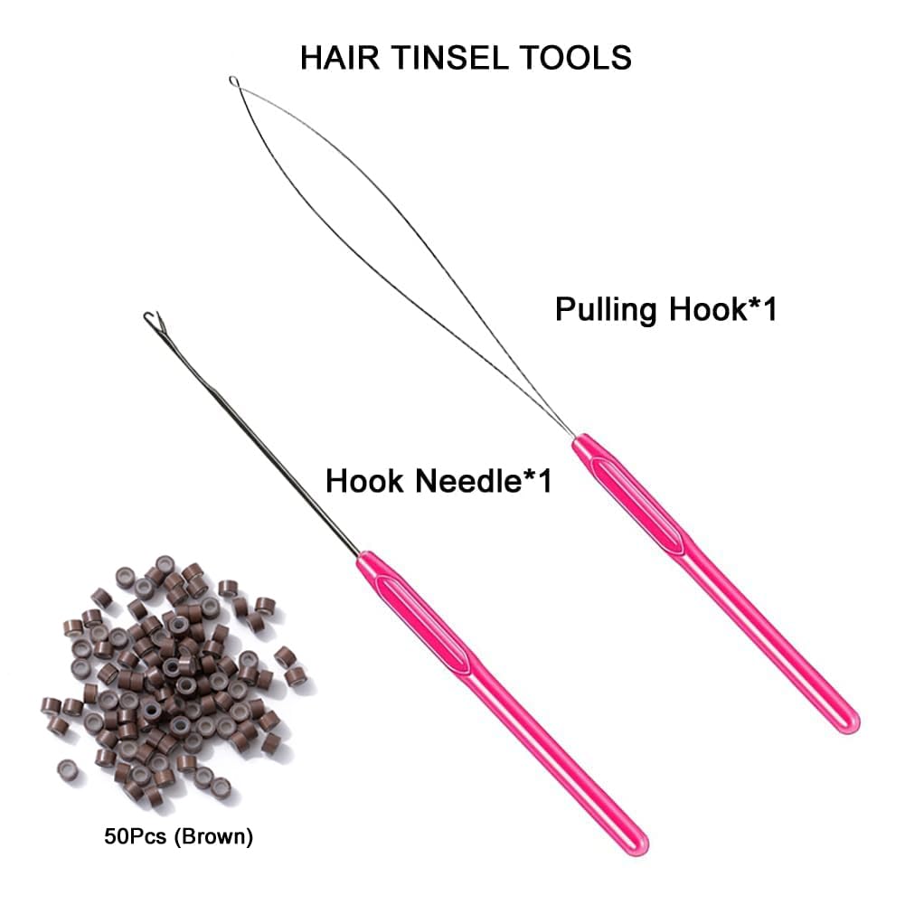Missuhui Hair Tinsel Kit With Tools 47Inch 1200 Strands Fairy Hair Tinsel Heat Resistant Glitter Tinsel Hair Extensions Sparklin
