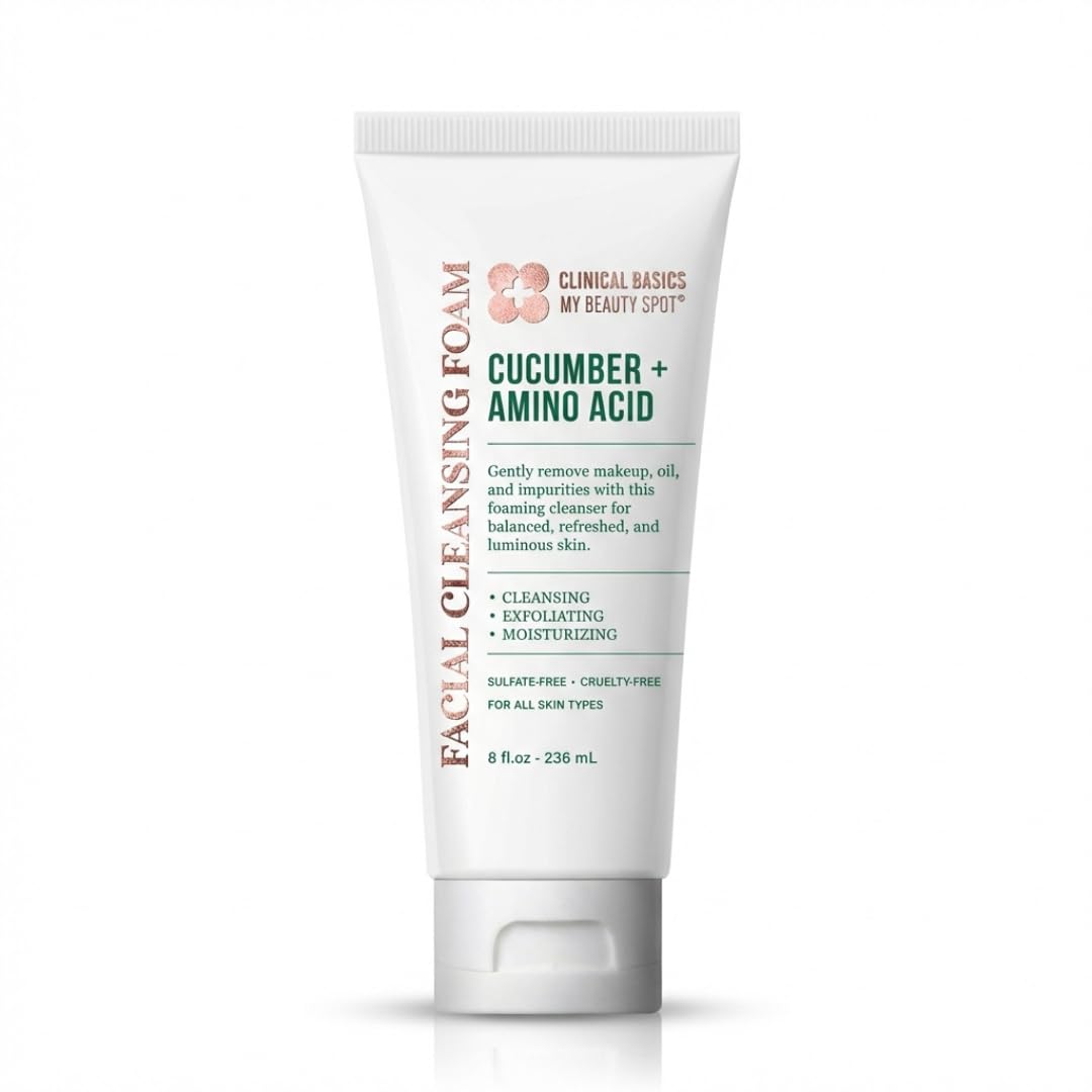 My Beauty Spot Cucumber + Amino Acid Facial Cleansing Foam, Gentle Foaming Face Wash for Moisturizing & Refreshing Skin, 8 oz