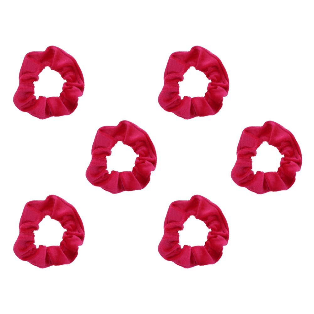 Velvet Solid Scrunchies - Set of 6-Hot Pink