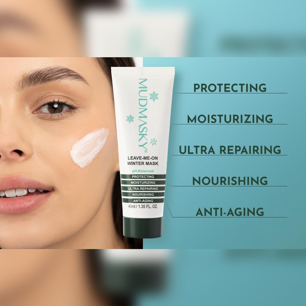 Mudmasky Leave-Me-On Winter Mask - Face Moisturizer For Dry Skin, Hydrates, Nourishes & Protects - Lavender Scent - 1.35 Fl. Oz