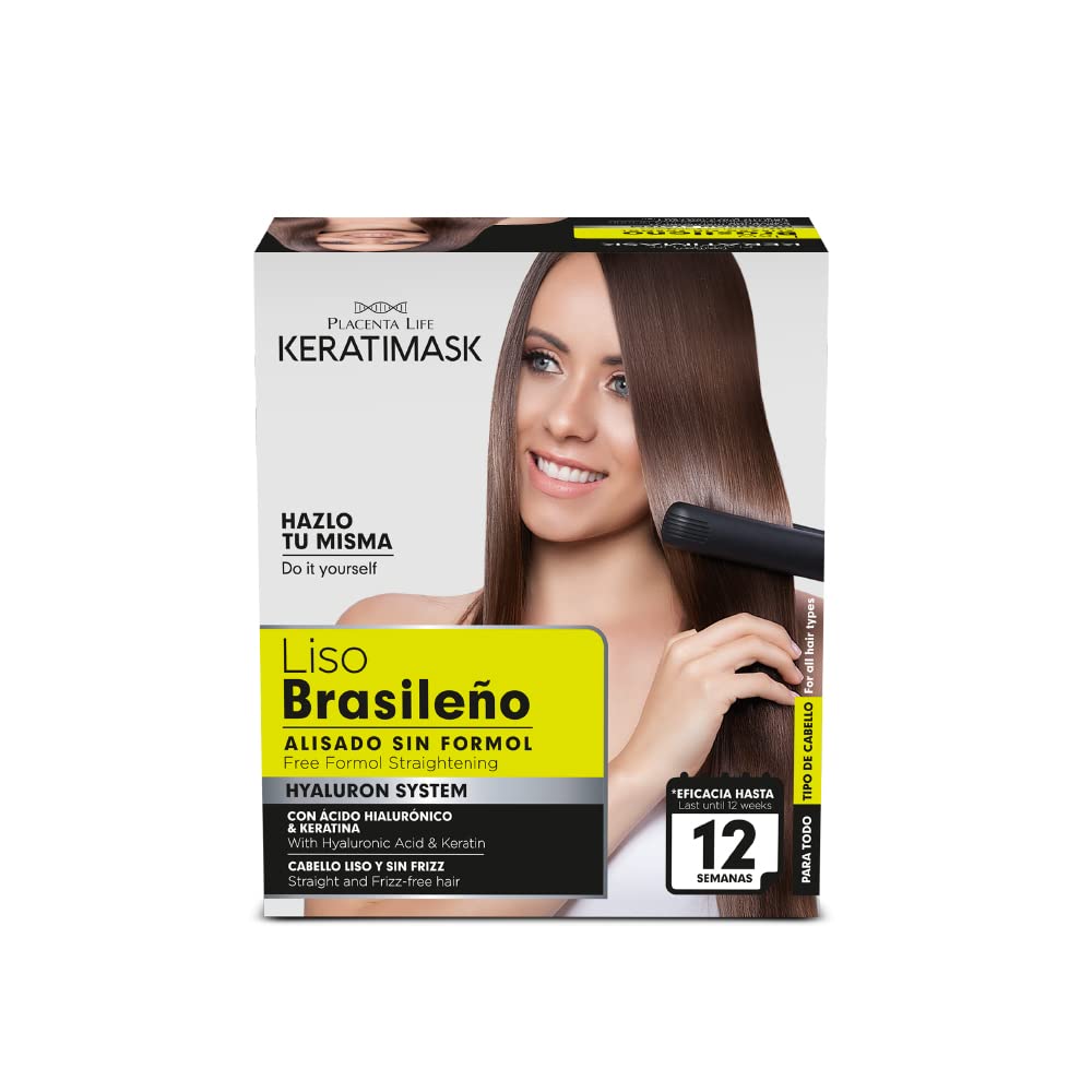PLACENTA LIFE KERATIMASK HAIR BAZILIAN STRAIGHTENING TREATMENT KIT With Hyaluronic Acid- Keratin Treatment - Get the perfect Smo
