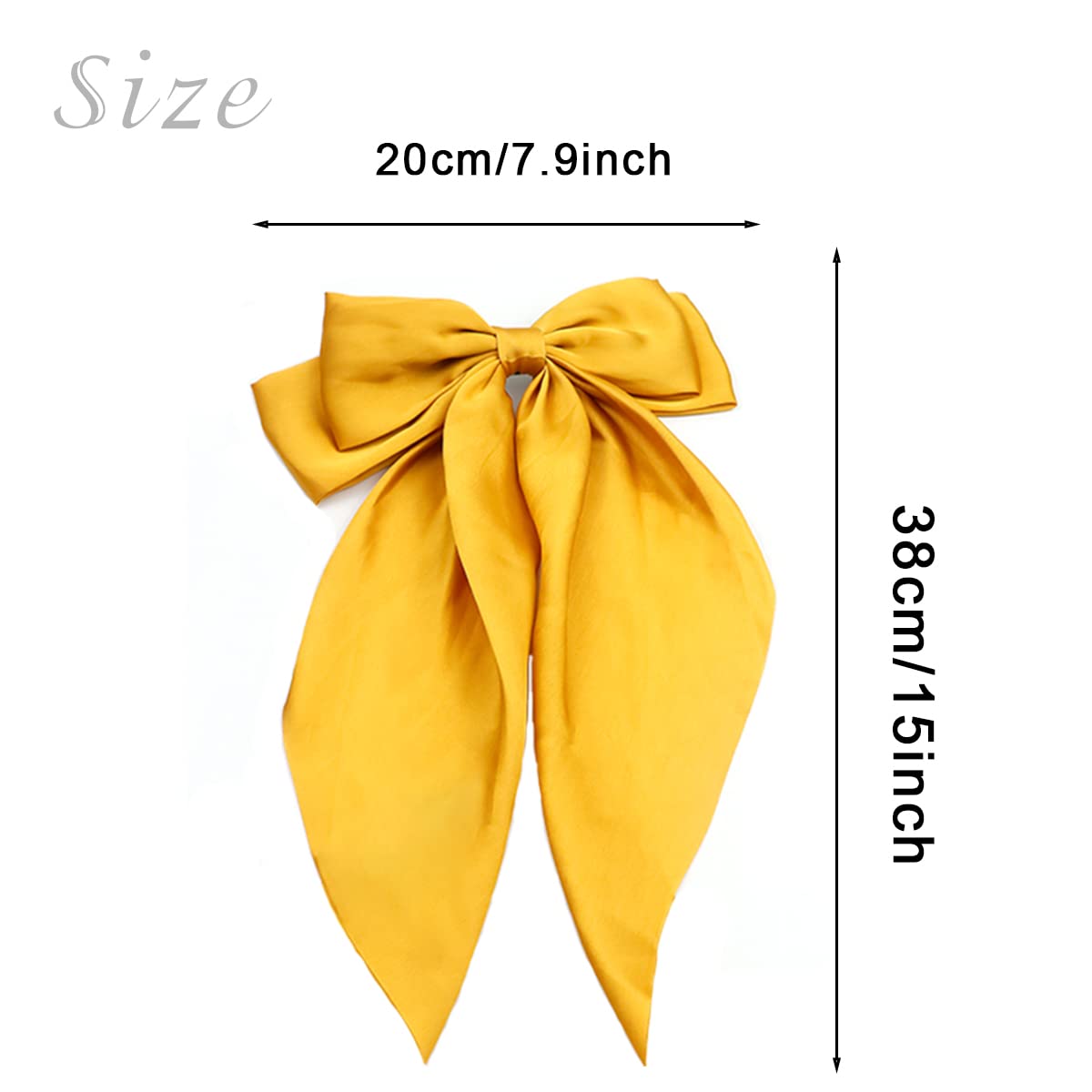 4 Pieces Silky Satin Hair Bows Ribbon Hair Barrettes Clip Large Bow Hair Slides Metal Clips French Barrette Long Tail Hair Acces