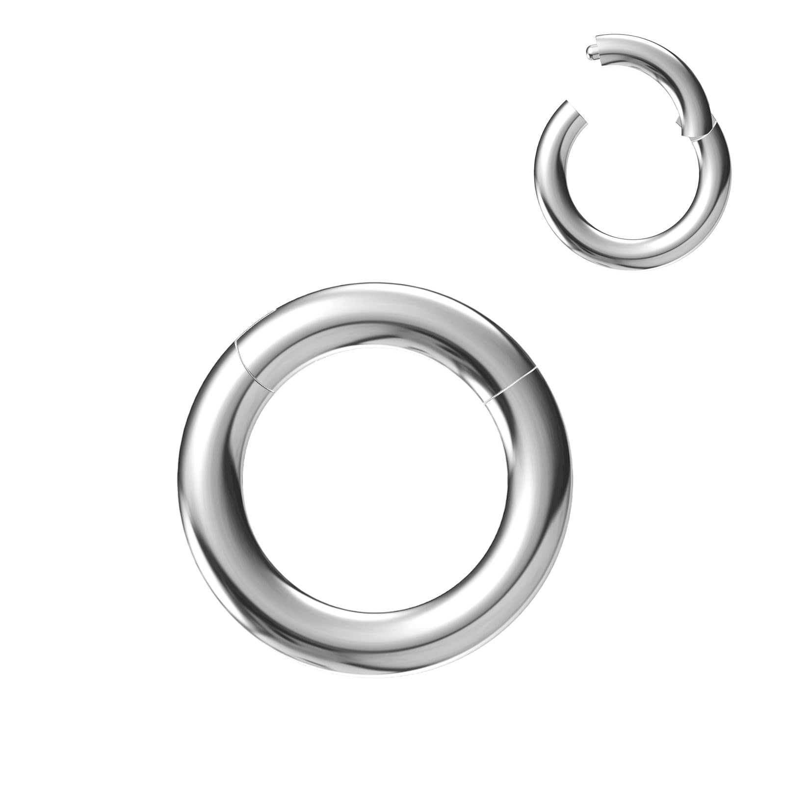 NewkeepsR 10G 12mm(1/2 inch) Large Gauge 316L Surgical Steel Septum Hinged Clicker Segment Orbital Conch Rings