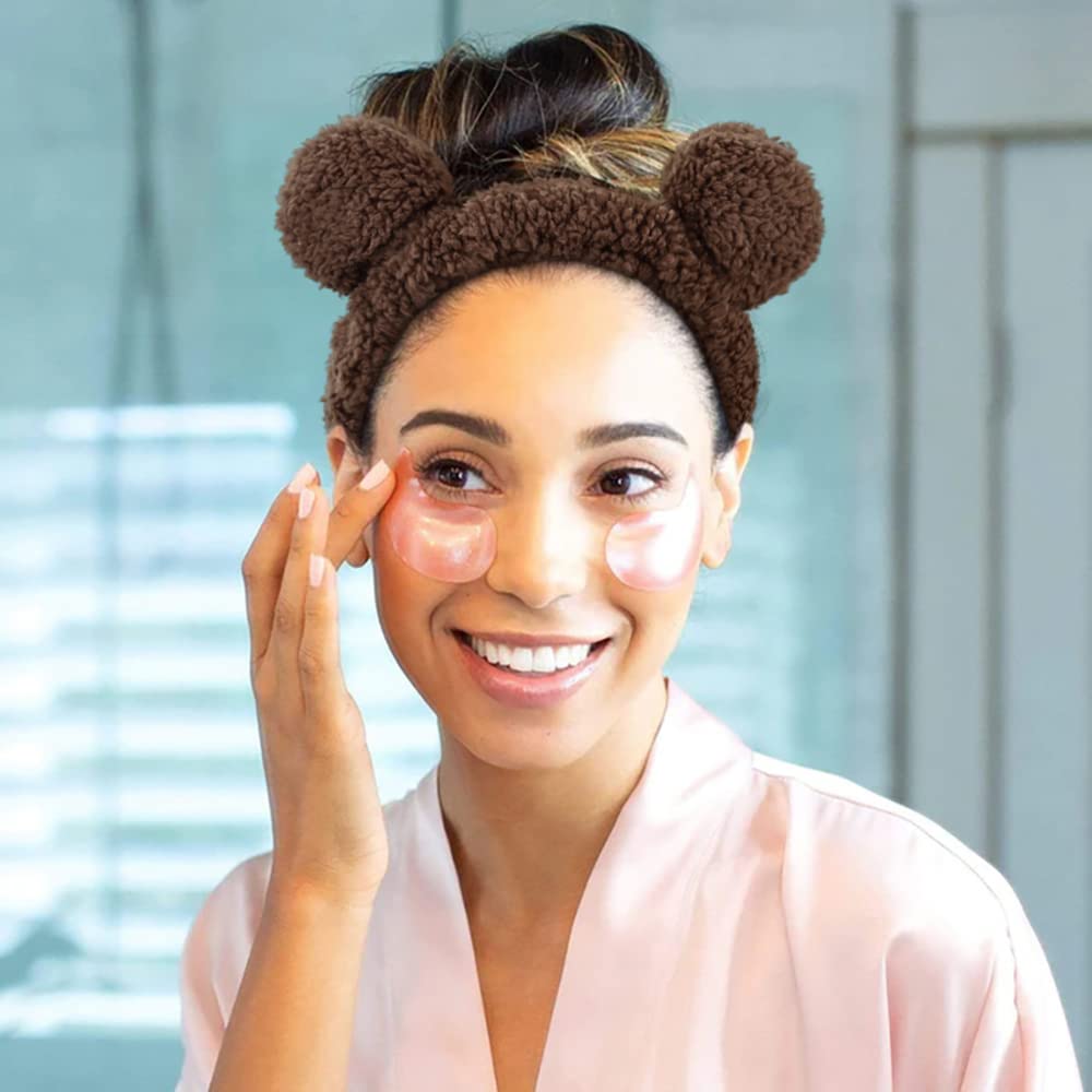 Huachi Spa Headbands For Women Girls Face Washing Makeup Cute Bear Ears Hair Bands Korean Elastic Fluffy Beauty Accessories, Bro