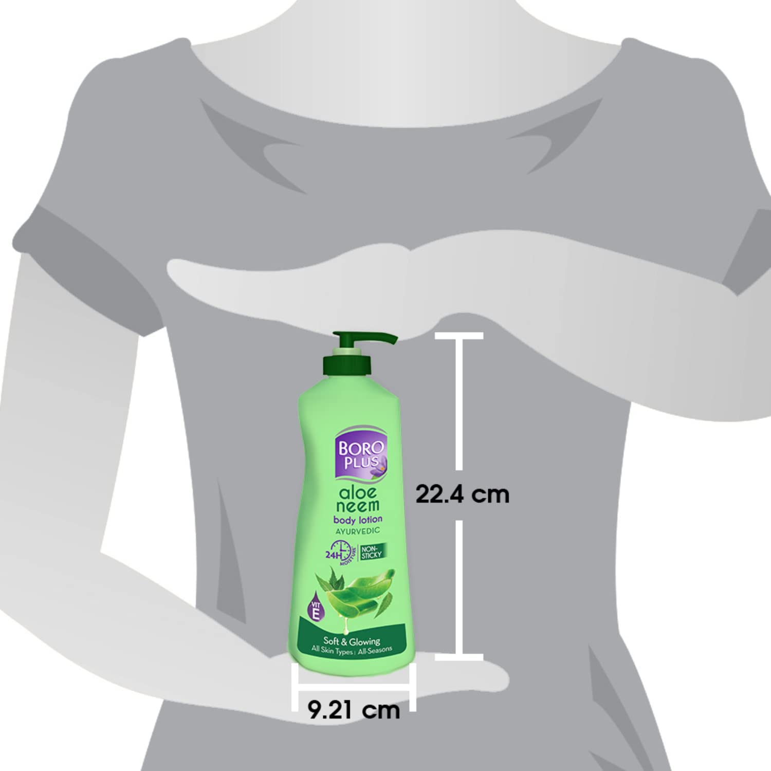 BOROPLUS Aloe Neem Body Lotion | Lightweight, Non-Greasy Moisturizer for Very Dry Skin | 24-Hour Hydration with Aloe Vera & Neem