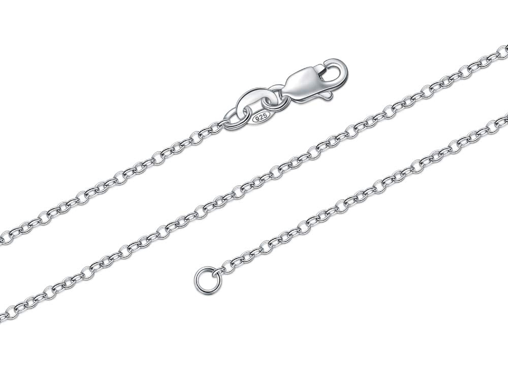 BORUO 925 Sterling Silver Cable Chain Necklace, 1.5mm Solid Italian Nickel-Free Lobster Claw Clasp 22 Inch