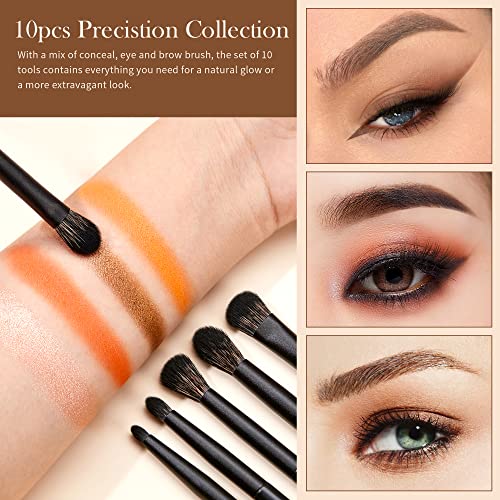 Eyeshadow Brush Set Jessup Eye Makeup Brushes Professional 10Pcs Blending Brush Eye Shadow Liner Brush crease Brush Duo-end Brow