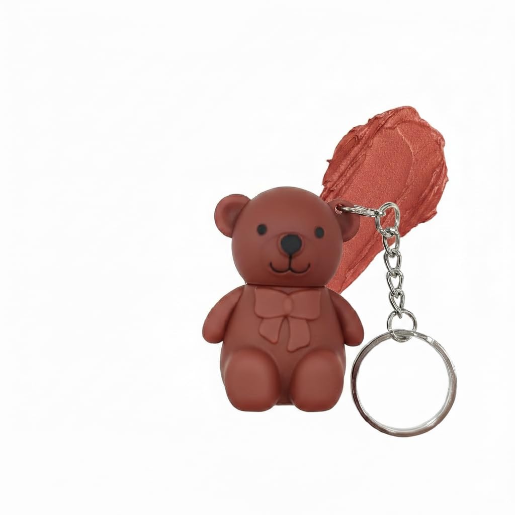 Cute Teddy Bear Lip Gloss Moisturizing Liquid Lipstick Long Lasting Soft Matte Tint With Applicator Travel Friendly Pocket Size 