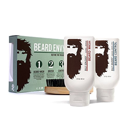 Billy Jealousy Beard Envy - Beard Refining Kit - Beard Wash, Beard Control And Boar Bristle Brush 6 Ounce (Pack Of 1)